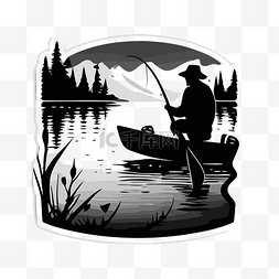 划桨图片_船上划桨的人的剪影作为黑白贴纸