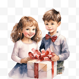 快乐的孩子们打开圣诞礼物