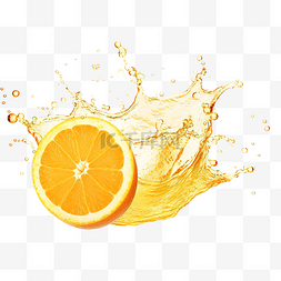 橙色清爽背景图片_潮湿的橙色橙色飞溅的水滴png ai生