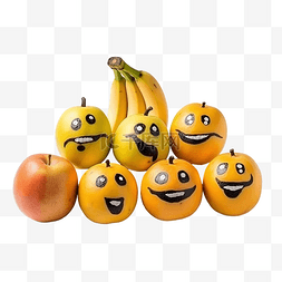 万圣节在橘子和香蕉上画上滑稽的