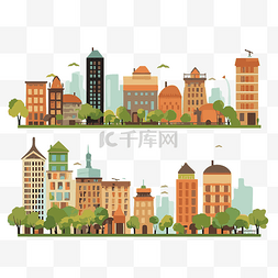 城市卡通插图图片_城市建筑的城市景观剪贴画卡通插