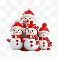 冬季背景与雪人图片_3D 渲染可爱的雪人与快乐的孩子戴