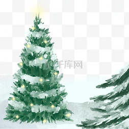 冬季雪地松树图片_冬季雪花松树雪景