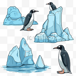 矢量企鹅图片_冰上卡通北极企鹅的南极剪贴画矢