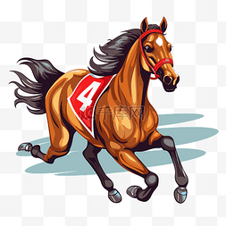 数字剪贴画图片_赛马剪贴画快速奔跑的马与数字四