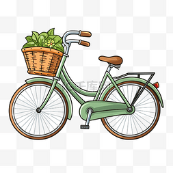單車图片_前面有篮子的自行车插画