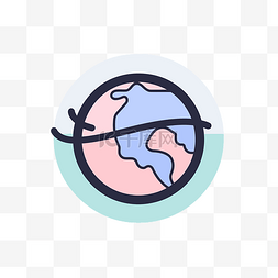 粉红色圆圈图片_蓝色背景粉红色圆圈上的地球图标