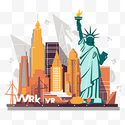 纽约图片_纽约自由女神像和纽约天际线的剪