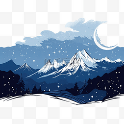 山风景和星夜
