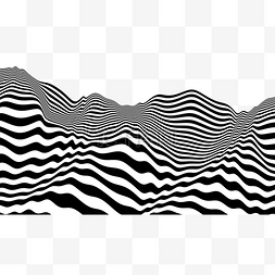 抽象线条流动图片_波纹3d视错觉横图黑白纹路简约立