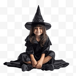 一个穿着女巫服装的女孩在万圣节