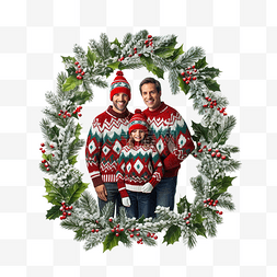 祝圣诞快乐图片_圣诞快乐庆祝家庭穿着丑陋的毛衣