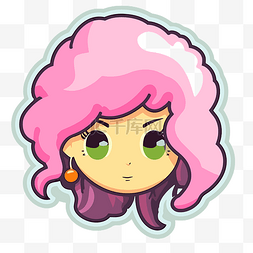 粉红色的头发图片_粉红色头发的女孩剪贴画的卡通形