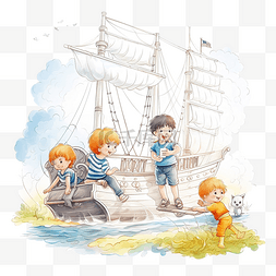 船上的帆图片_小孩子们在夏季公园操场上的玩具