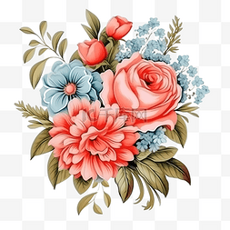 经典复古复古彩色花束花卉装饰插