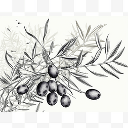 这幅画展示了长着黑色浆果的橄榄