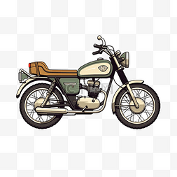简约风格的老式摩托车插画
