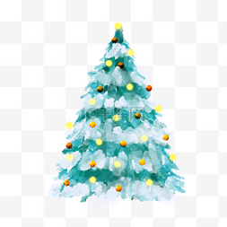 彩灯圣诞树雪景松树