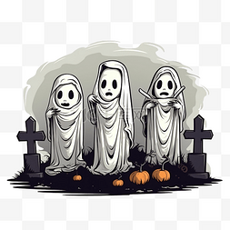 鬼魂卡通图片_墓地设计前的万圣节鬼魂卡通