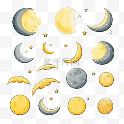 月亮设置卡通风格