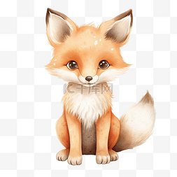 水彩狐狸可爱剪贴画
