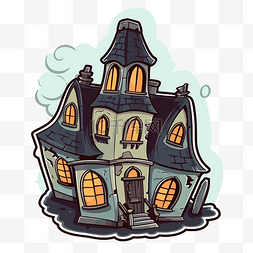房子和烟囱图片_有幽灵般的窗户和烟囱的卡通房子