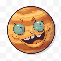 有牙齿和眼睛的巨型行星木星的卡