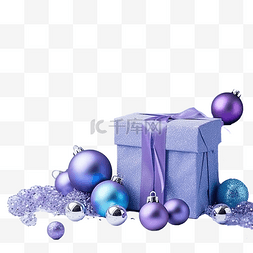 美丽的紫色豌豆礼物和蓝色圣诞球