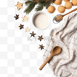 圣诞节用厨房用具烹饪或烘烤食物