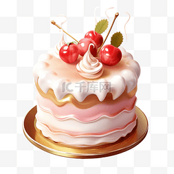 元素生日蛋糕甜食卡通可爱3d渲染p