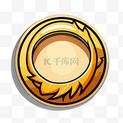 金色环戒指图片_带有两个橙色环和火焰图标剪贴画