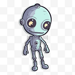一个可爱的小机器人，大眼睛站在