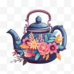 花草茶壶系列装饰水壶花卉元素