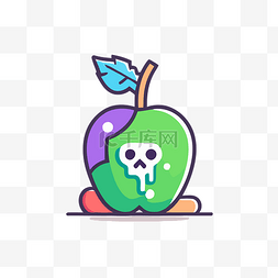 苹果界面设计图片_紫色和绿色的苹果，上面有骷髅 