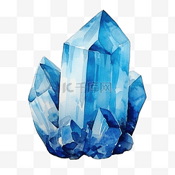 水彩蓝色水晶