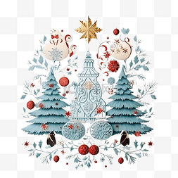 圣诞节复古标签图片_圣诞贺卡复古版式设计华丽的装饰
