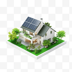 3d 插图智能家居中的绿色能源