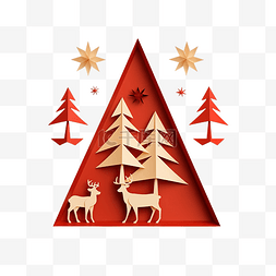 卡通抽象插画图片_最小的圣诞主题，用于装饰三角形