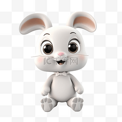 可爱的兔子 3d 模型插图