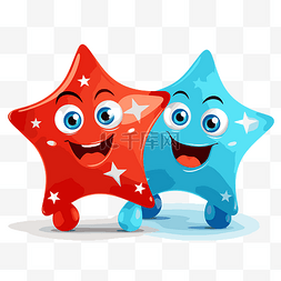 笑脸图片_红色和蓝色的星星 向量