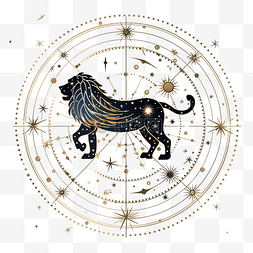星座占卜图片_白上的黄道十二宫狮子座星座
