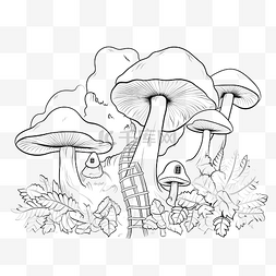 适合儿童和成人的蘑菇着色书在森