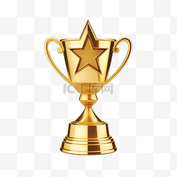 奖杯星星图片_金色冠军杯或奖杯，带有浮星几何