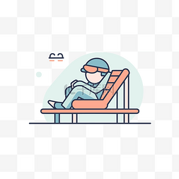 懒惰的人图片_在躺椅上放松的人的平面标志 向?