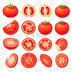切片番茄新鲜水果和蔬菜分离元素
