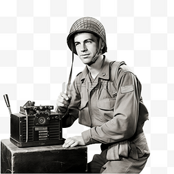 讲话的男性图片_第二次世界大战美国士兵在广播中