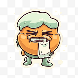哭泣的小橙色卡通农民 向量