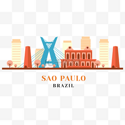 巴西圣保罗城市彩色天际线