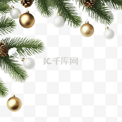 k图片_与冷杉树枝和圣诞装饰品的组合物