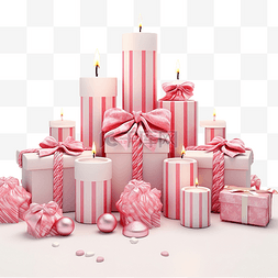 礼品带图片_带粉色纸盒的圣诞快乐组合物